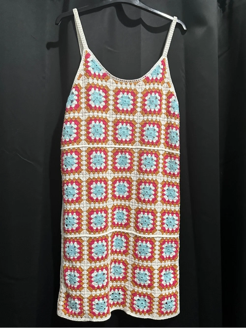 Crochet Willow & Wind Multicolor Slip Dress Size M 70s Style Festival - Picture 3 of 9
